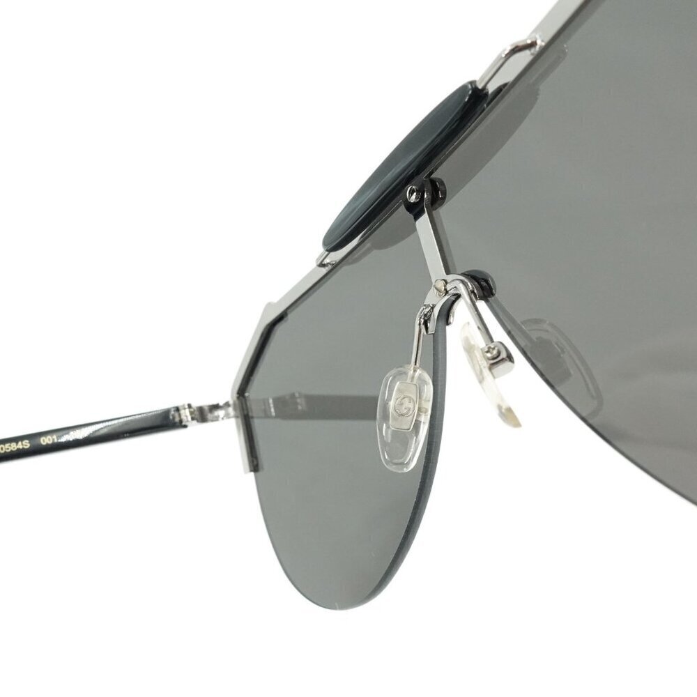 Gucci GG0584 Shield Sunglasses Silver Black OS - Picture 8 of 16